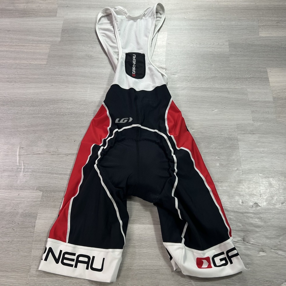 Louis Garneau Cycling Bib Shorts Mens Large Black Red White Padded Chamois USA